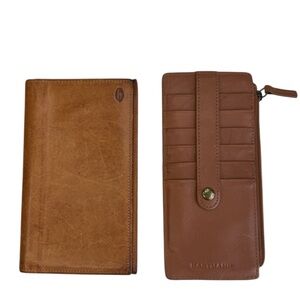 Hartmann Tan Leather Checkbook Cover & Card Case & Coin Purse Wallet